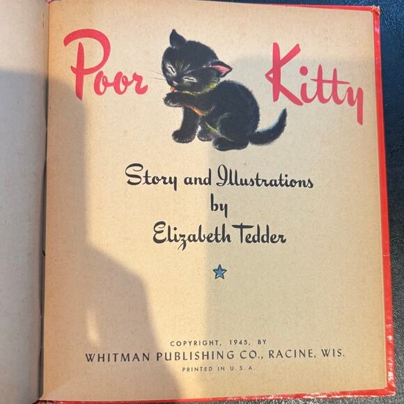 VTG 1945 Poor Kitty, Tell-A-Tale Book by Elizabeth Tedder, HC - Picture 3 of 4